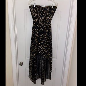 Black and gold high low dress